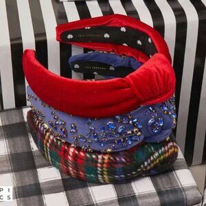 Lele Sadoughi Red Navy Plaid Flannel Knotted Headband